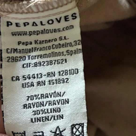 Anthropologie Pepaloves Linen Blend Tan Floral Bird Midi Skirt Size Medium - Picture 8 of 9